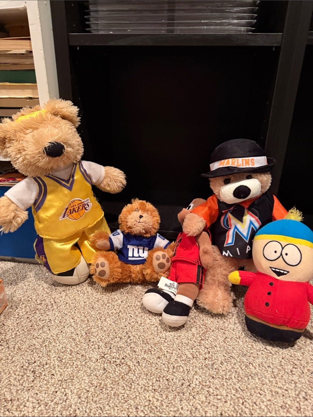 5 Sports Plush Toy Lot - Bears & Cartoon Character in Yellow, Blue, Red